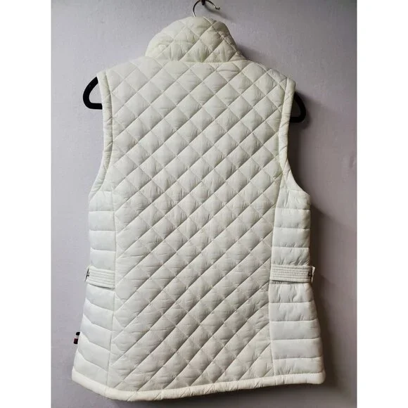 Tommy Hilfiger Women's Ivory Off-White Quilted Front Zip Lined Vest Size Medium - Picture 8 of 10